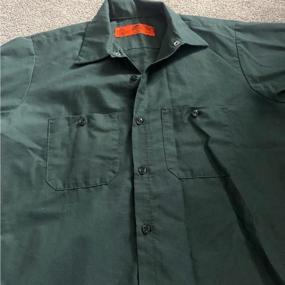 Red Kap Sage Green Button Down Work Shirt Sz M - Picture 4 of 5